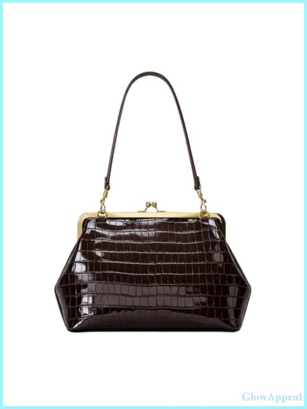 Women's PU Kiss Lock Tote Bag Medium Top Handle Shoulder Bag Clutch